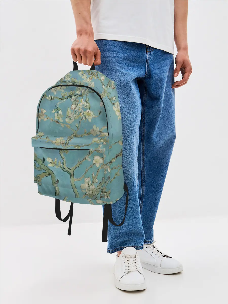 Рюкзак джинсовый / Ван Гог Цветущие ветки миндаля