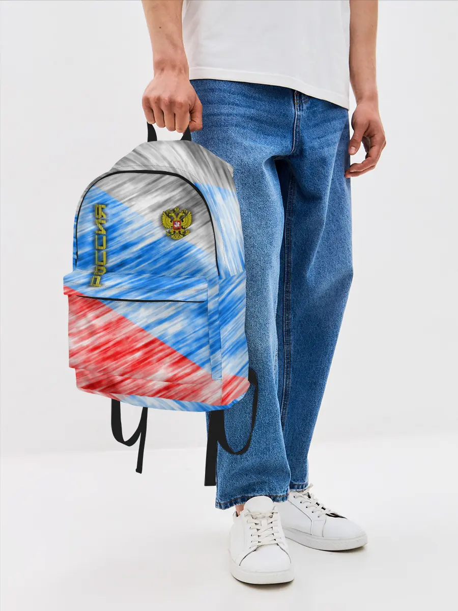 Рюкзак джинсовый / Российский флаг с гербом