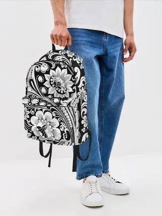 Рюкзак джинсовый / Хохлома чб