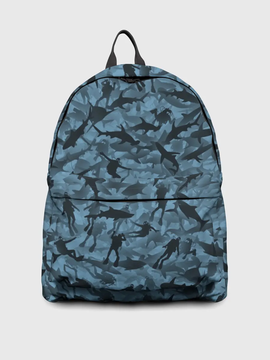 Рюкзак джинсовый / Акулы и дайверы