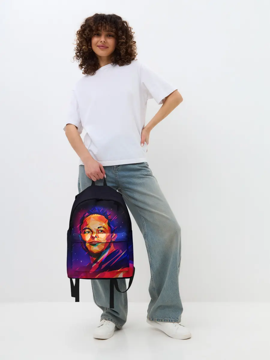 Рюкзак джинсовый / Яркий Илон Маск