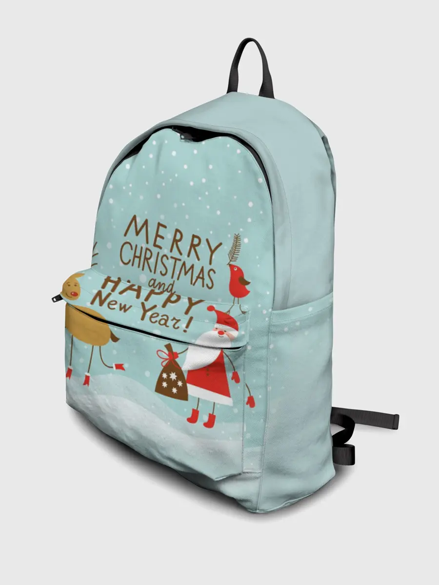 Рюкзак джинсовый / олень и Дед Мороз