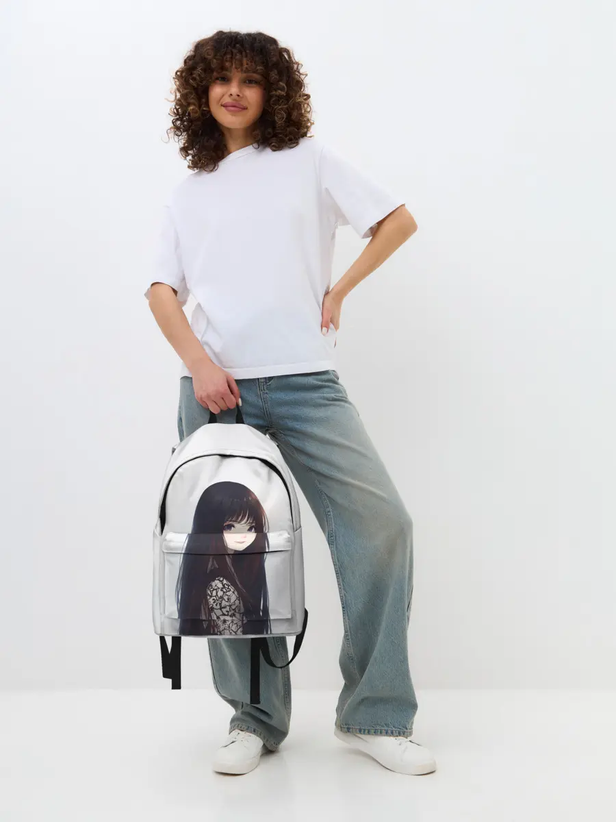 Рюкзак джинсовый / Красивая аниме девушка