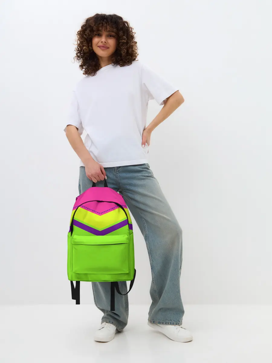 Рюкзак джинсовый / Цветные треугольники_ салатовы