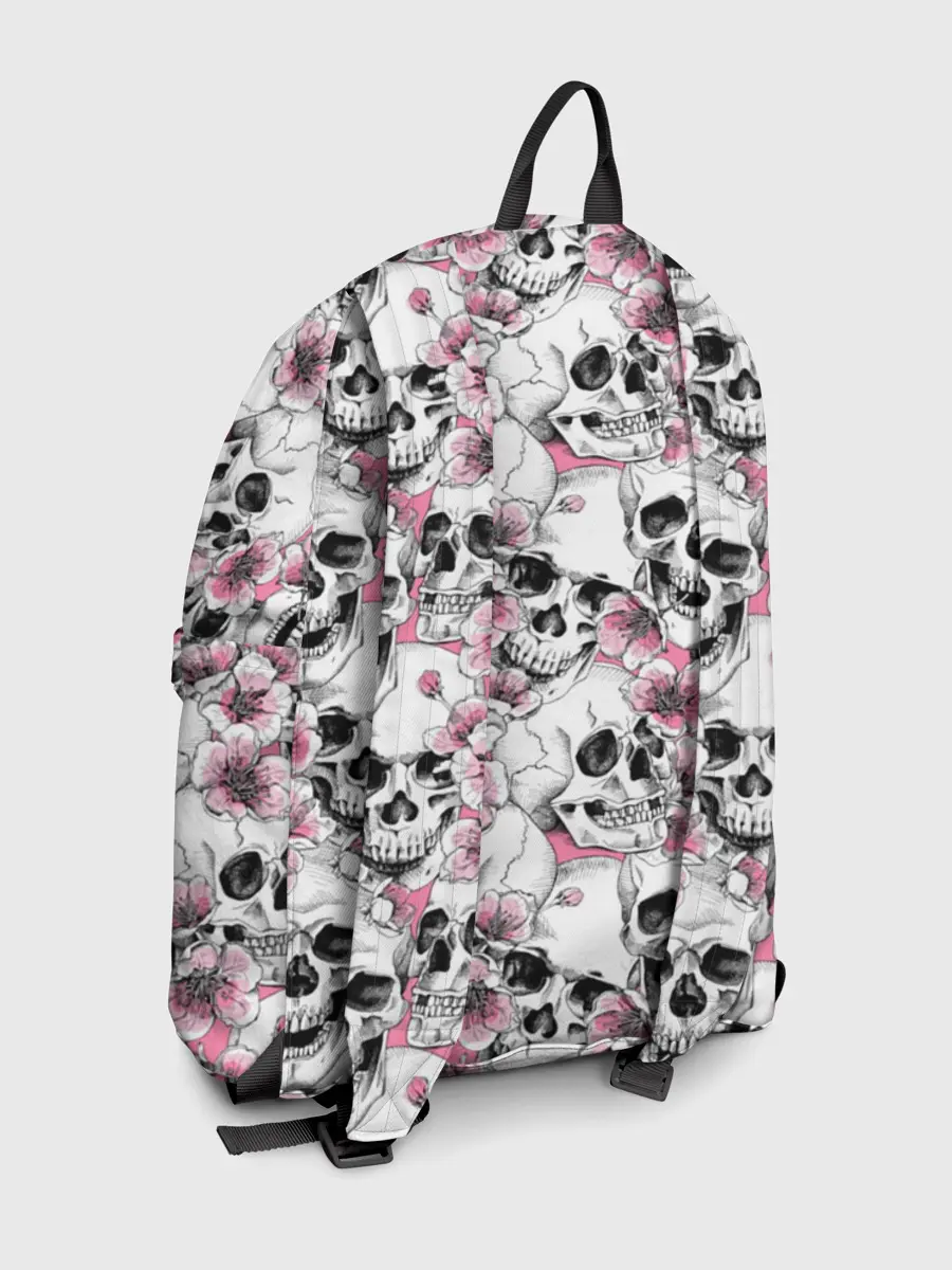 Рюкзак джинсовый / Черепа в цветах