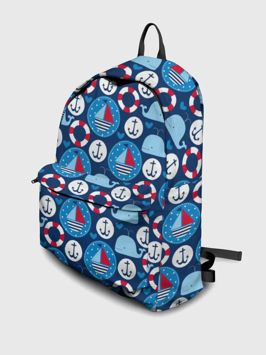 Рюкзак джинсовый / Киты и яхты