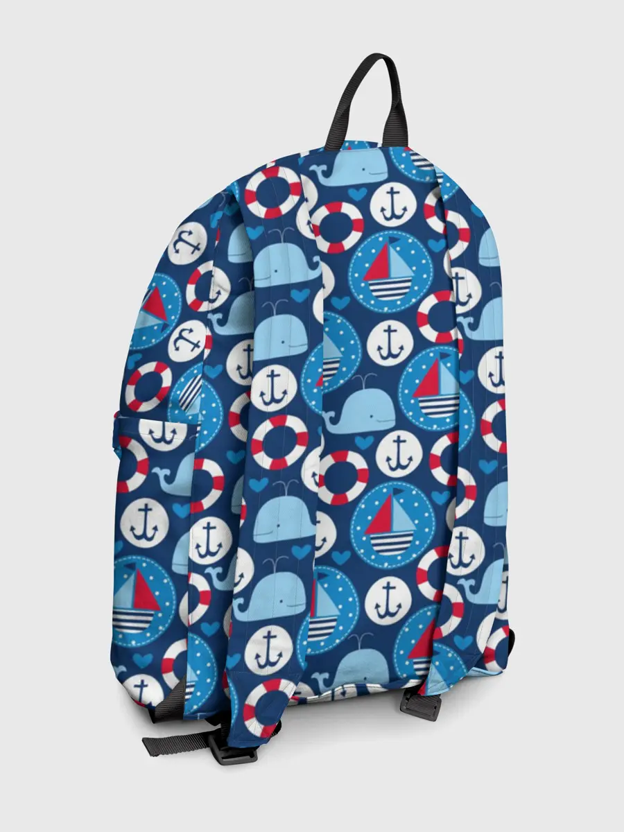 Рюкзак джинсовый / Киты и яхты