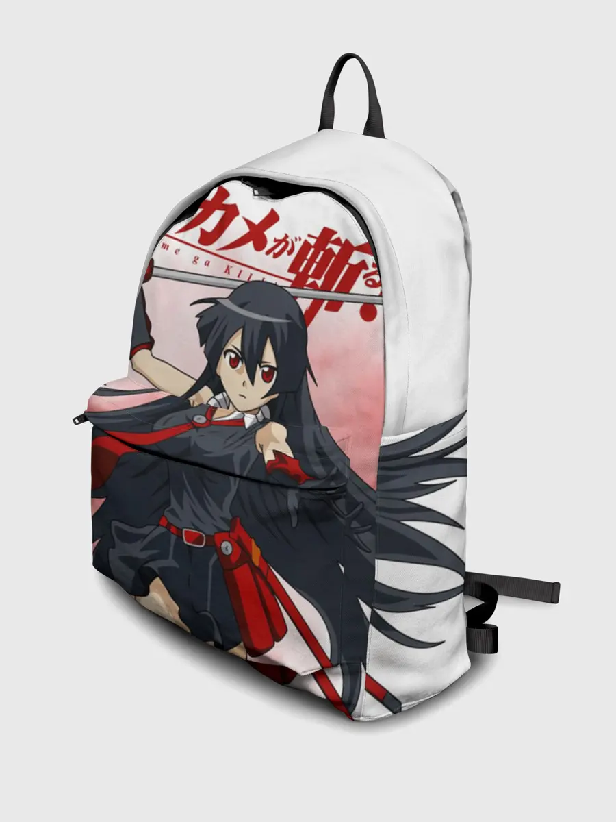 Рюкзак джинсовый / Акаме атакует на белом фоне