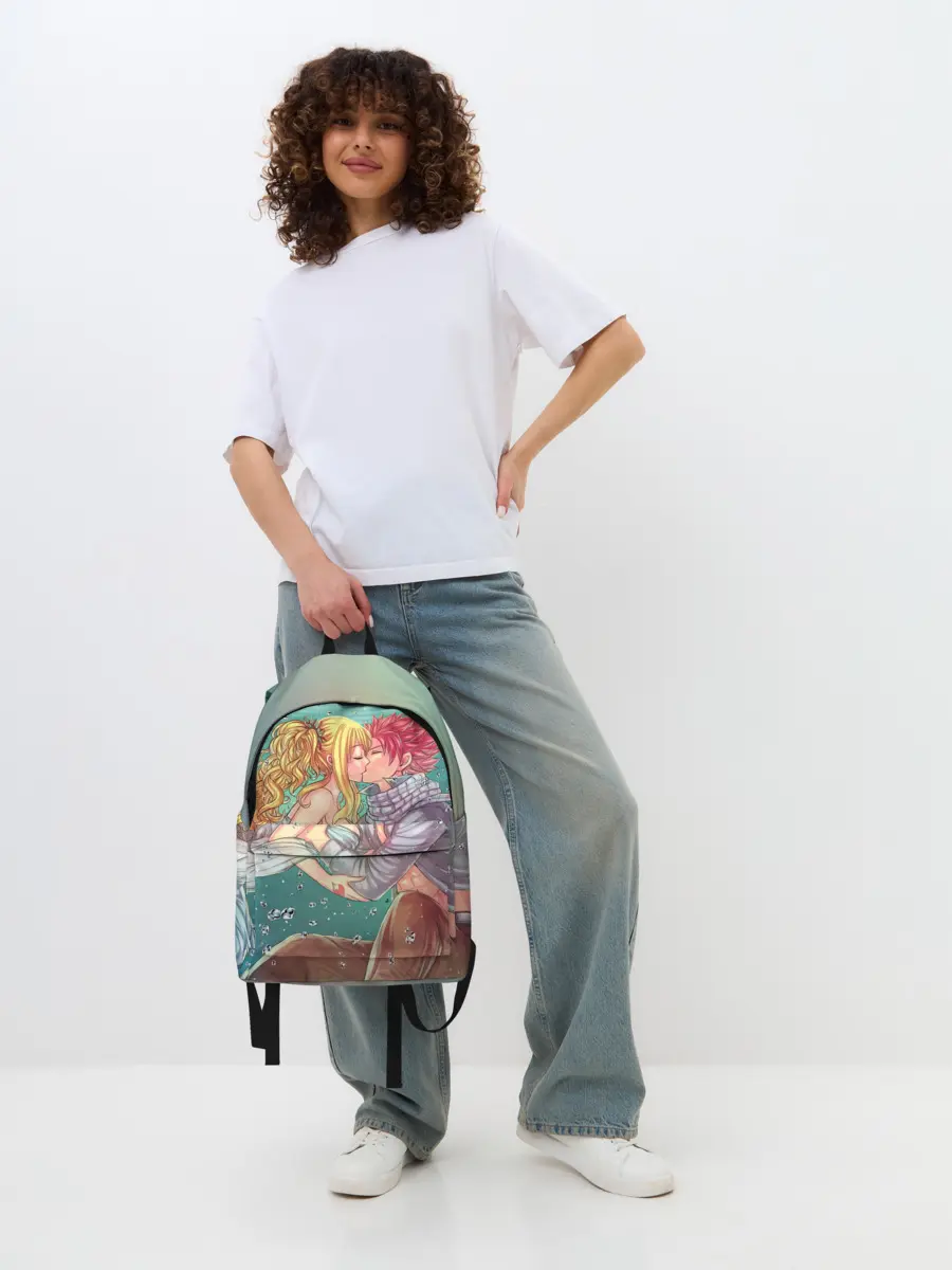 Рюкзак джинсовый / Хвост Феи поцелуй Люси и Нацу