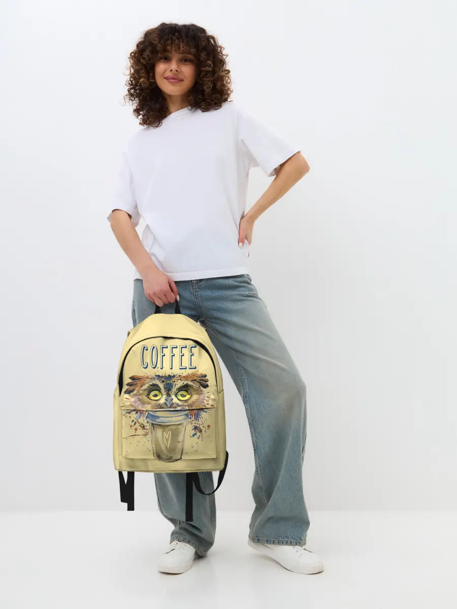 Рюкзак джинсовый / Сова и кофе