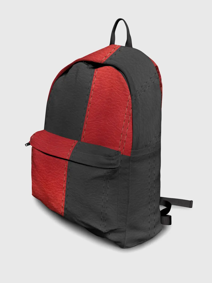 Рюкзак джинсовый / Черно-красная Кожа