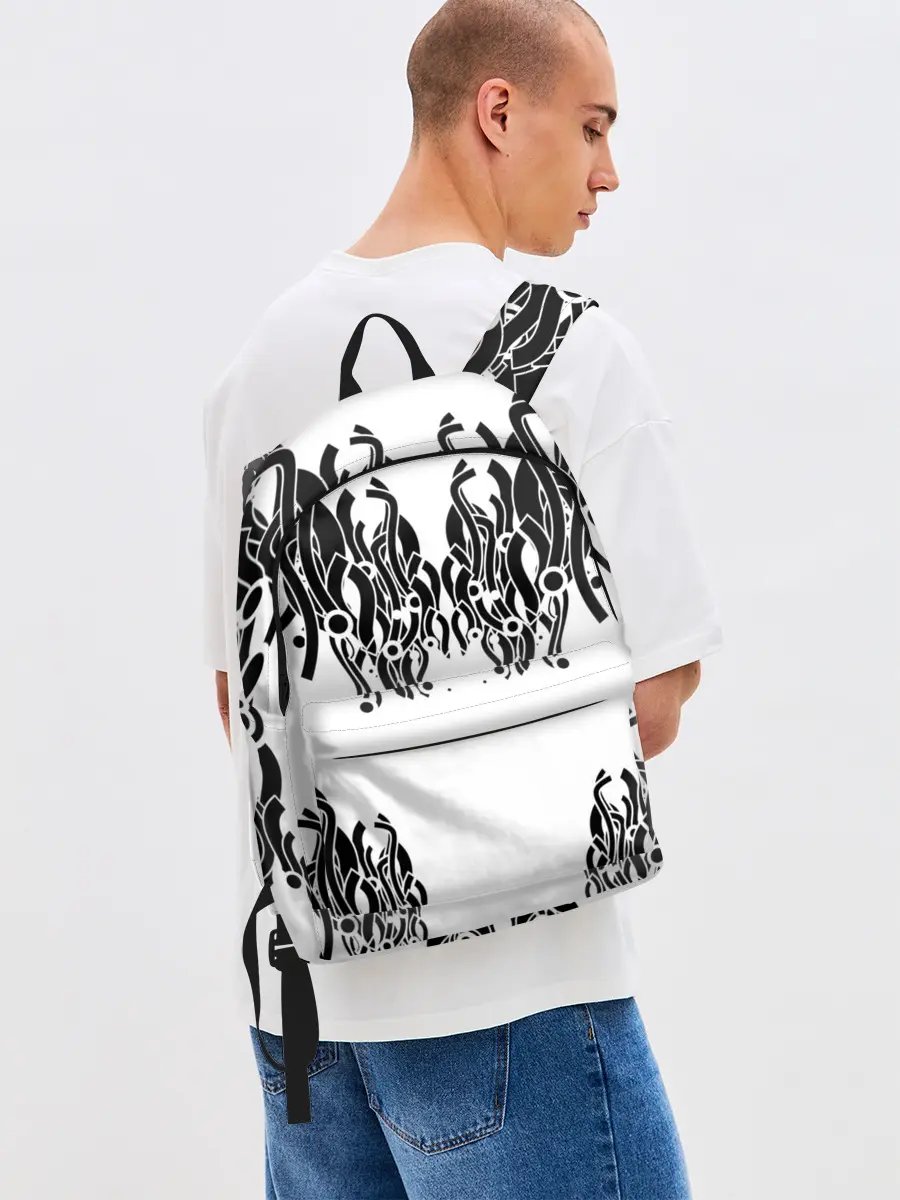 Рюкзак джинсовый / абстракция, круги, линии,