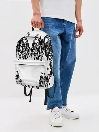 Рюкзак джинсовый / абстракция, круги, линии,