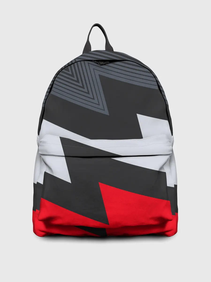 Рюкзак джинсовый / Черно-красные зигзаги