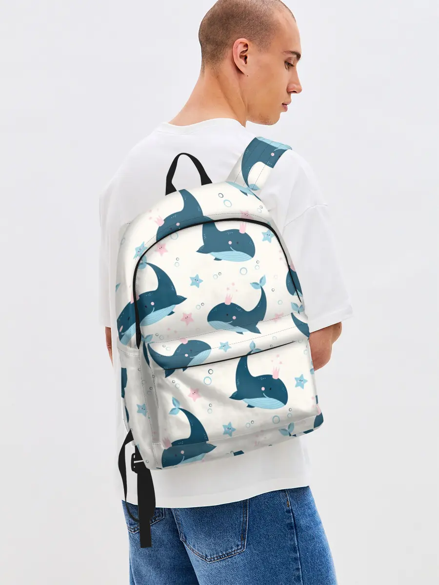 Рюкзак джинсовый / Киты