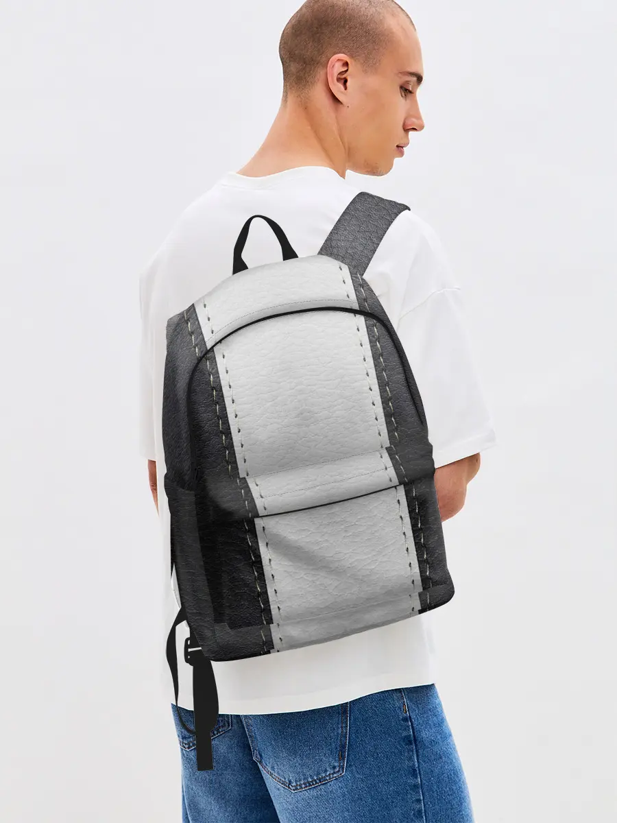 Рюкзак джинсовый / Черно белая кожа