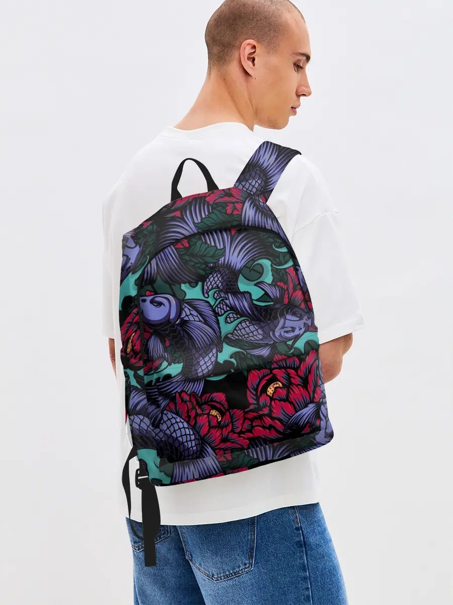 Рюкзак джинсовый / Японские карпы