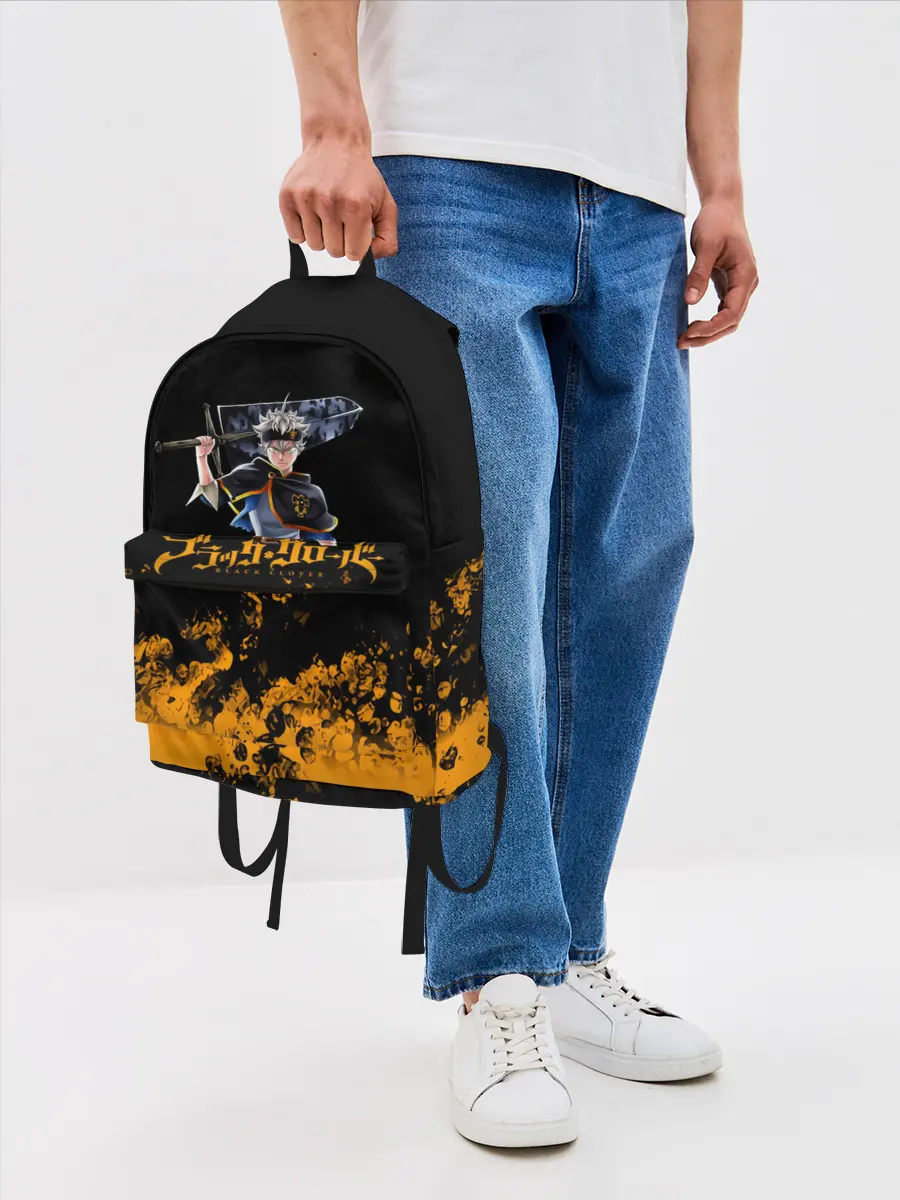 Рюкзак джинсовый / Аста с мечом Чёрный клевер