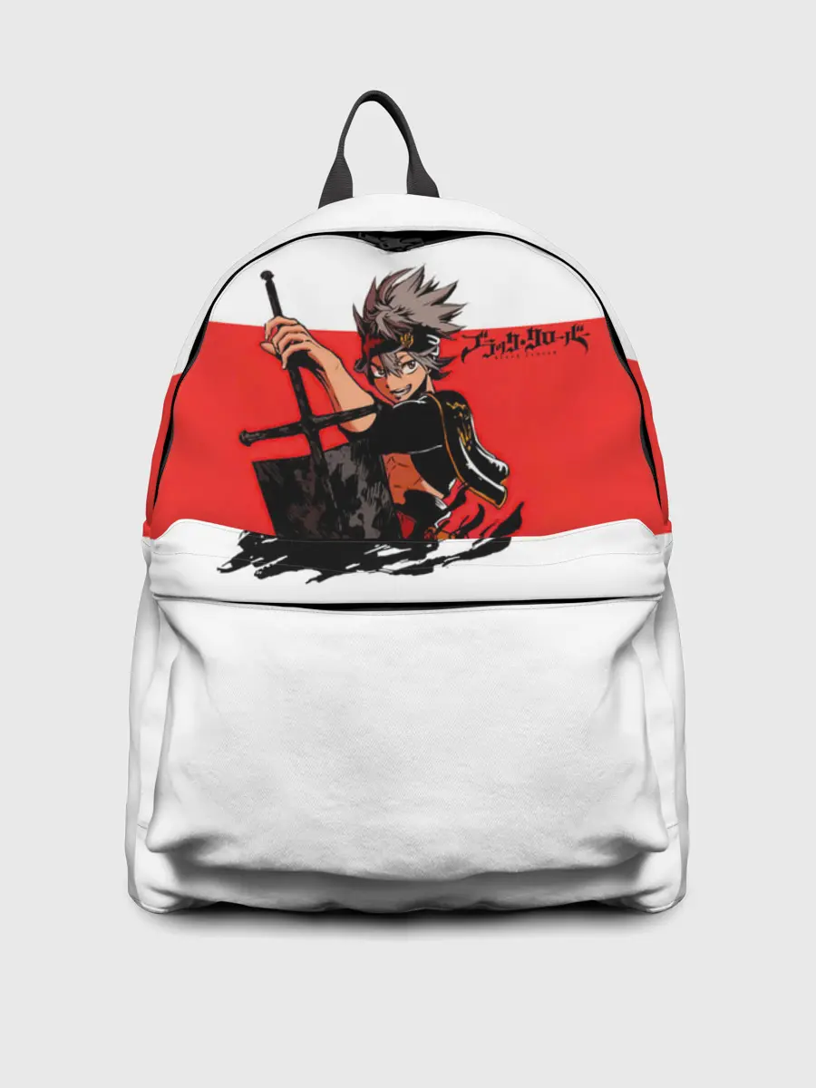 Рюкзак джинсовый / Чёрный клевер Аста красная полоса