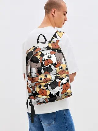 Рюкзак джинсовый / Собаки мопсы