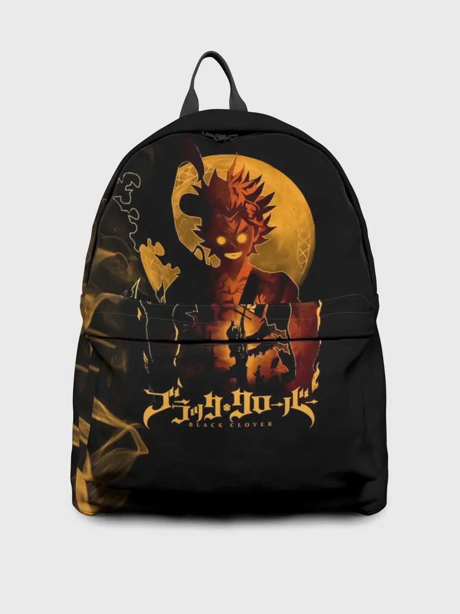 Рюкзак джинсовый / Чёрный клевер Аста желтая луна