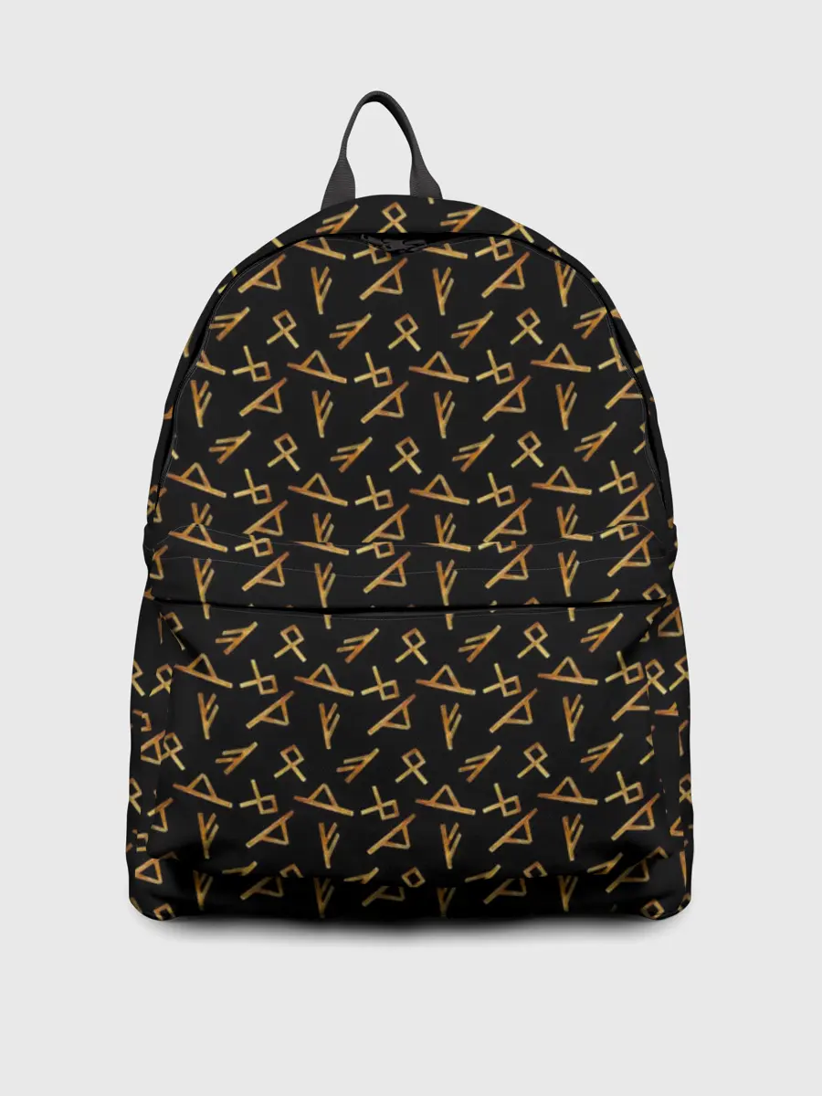 Рюкзак джинсовый / Золотые руны акварелью