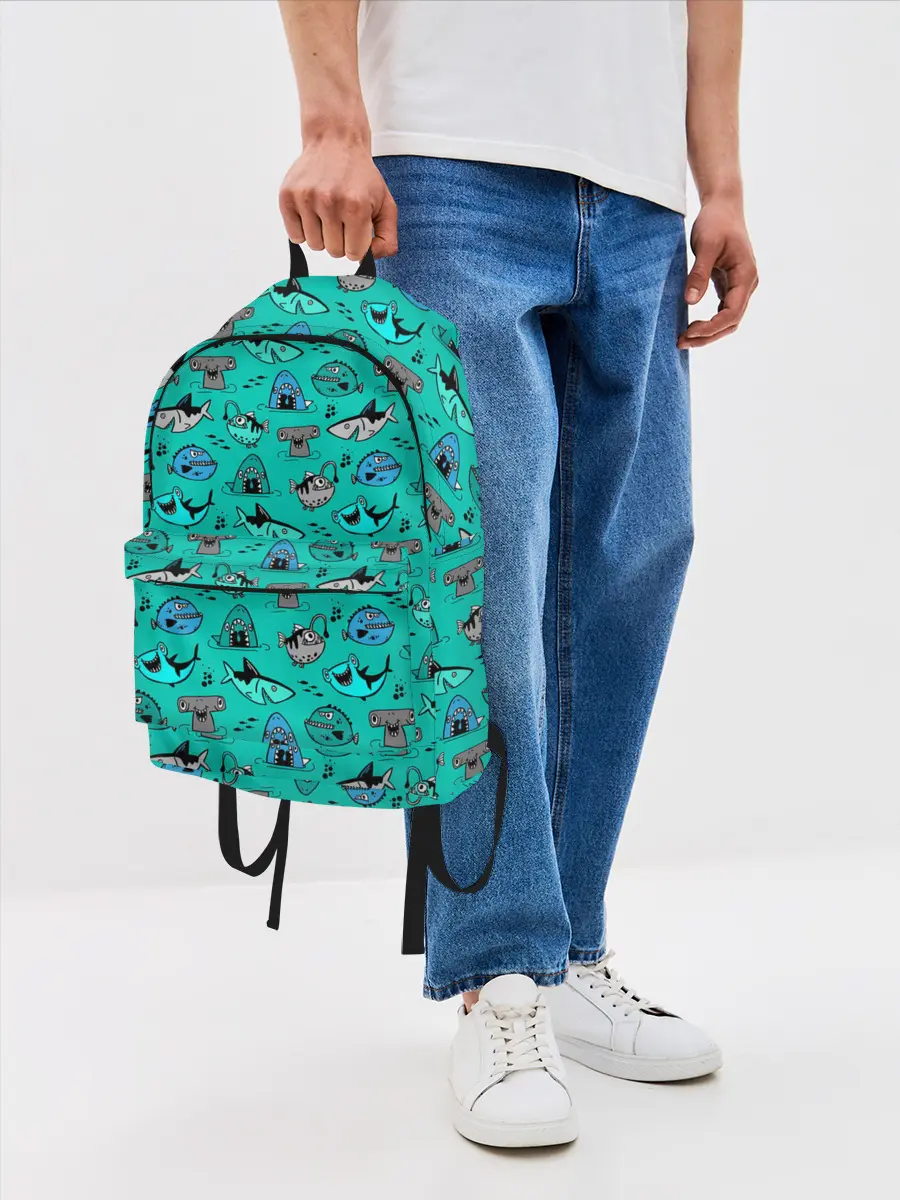 Рюкзак джинсовый / Морские рыбки