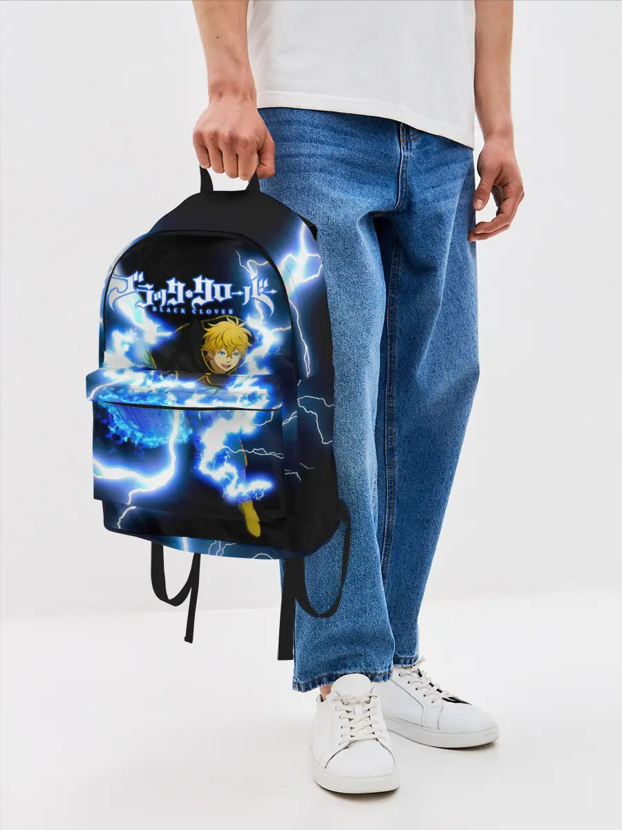 Рюкзак джинсовый / Чёрный клевер удар молнии