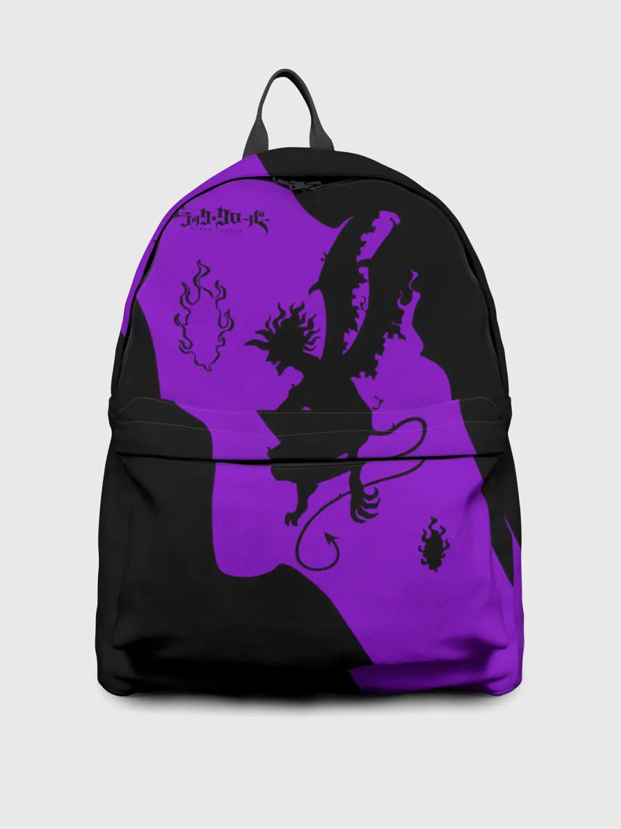 Рюкзак джинсовый / Чёрный клевер демон в сиреневом