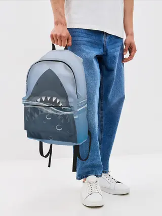 Рюкзак джинсовый / Акула под водой