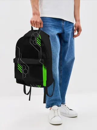 Рюкзак джинсовый / ФУТУРИСТИЧНАЯ БРОНЯ | ЗЕЛЕНАЯ