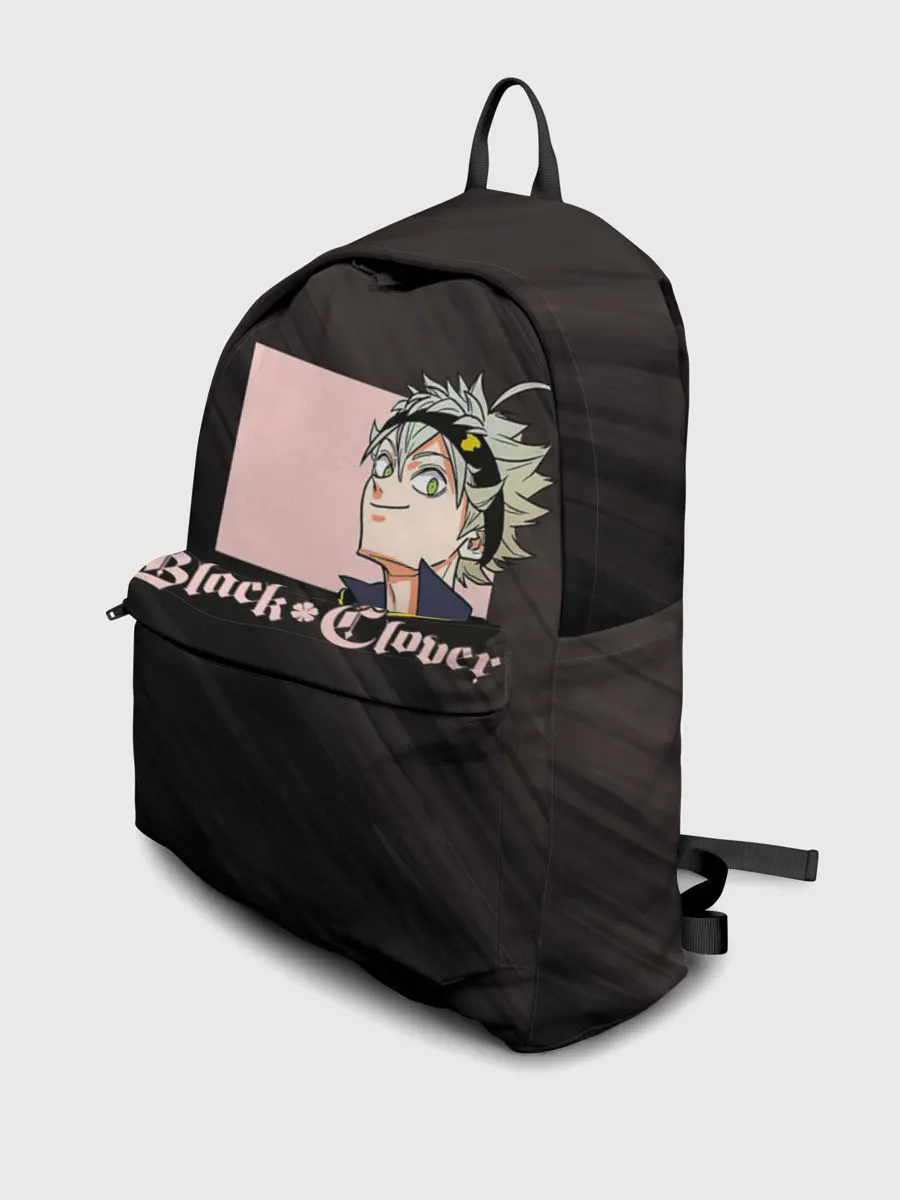 Рюкзак джинсовый / Чёрный клевер Аста в розовом