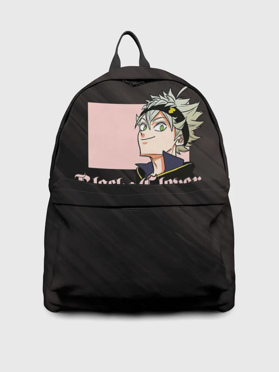 Рюкзак джинсовый / Чёрный клевер Аста в розовом