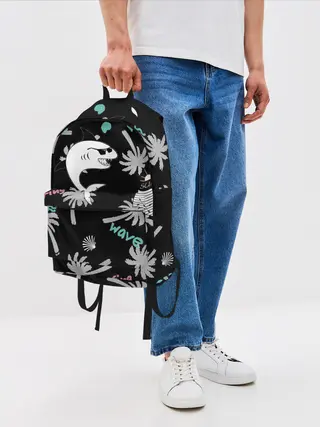 Рюкзак джинсовый / Акула и серфинг