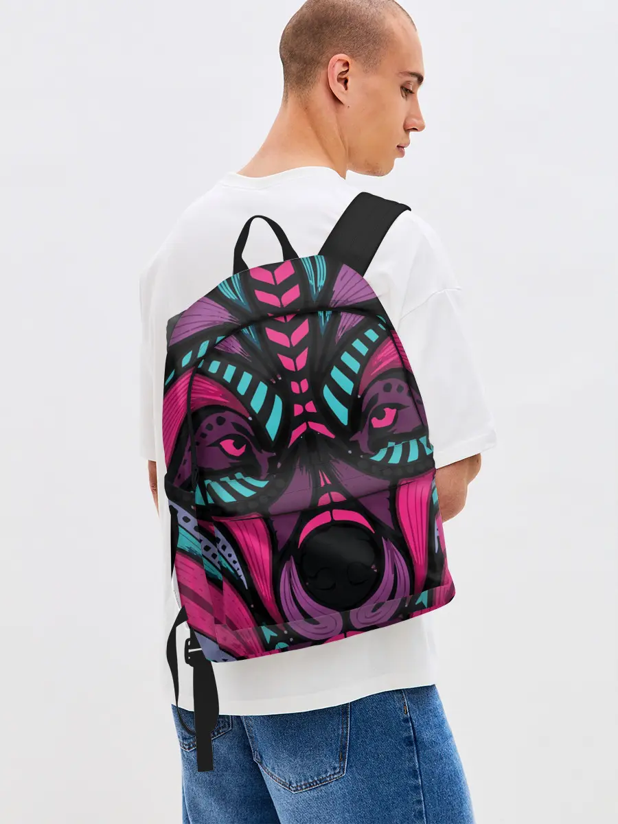 Рюкзак джинсовый / Морда волка