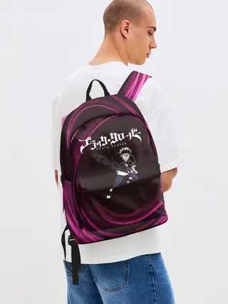 Рюкзак джинсовый / Чёрный клевер Аста с мечом