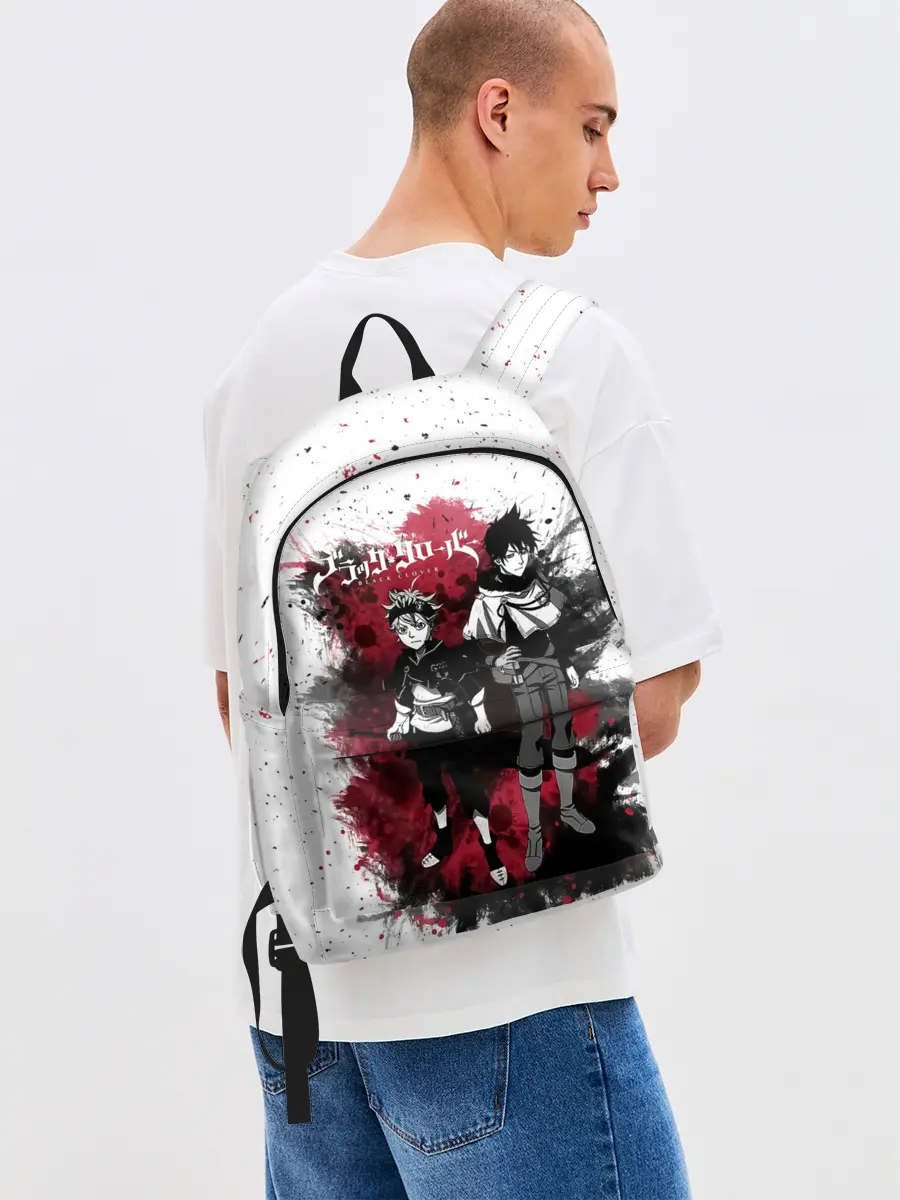 Рюкзак джинсовый / Чёрный клевер Аста и Юно