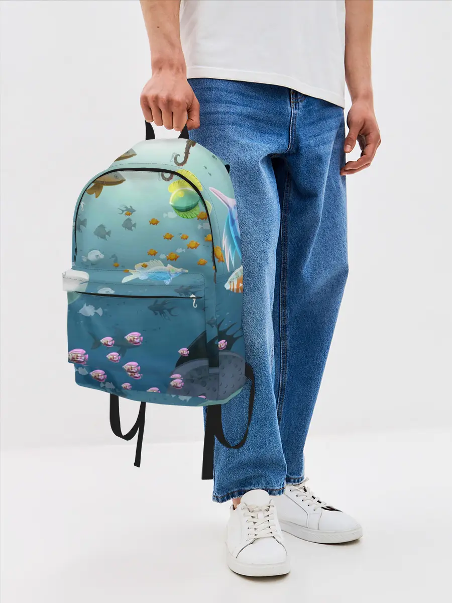 Рюкзак джинсовый / Мультяшные рыбки | Пляжная