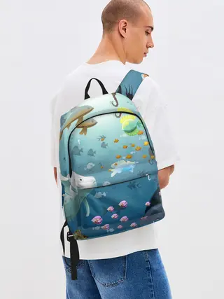 Рюкзак джинсовый / Мультяшные рыбки | Пляжная