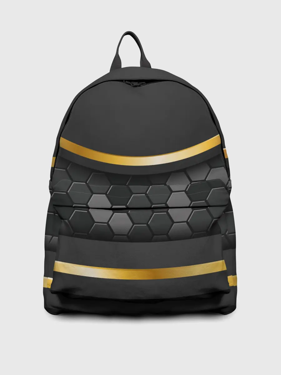 Рюкзак джинсовый / 3D ТЕМНАЯ БРОНЯ С ЗОЛОТОМ