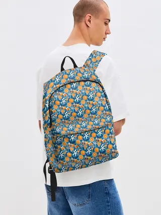 Рюкзак джинсовый / АПЕЛЬСИННЫЙ ПАТТЕРН | ФРУКТЫ