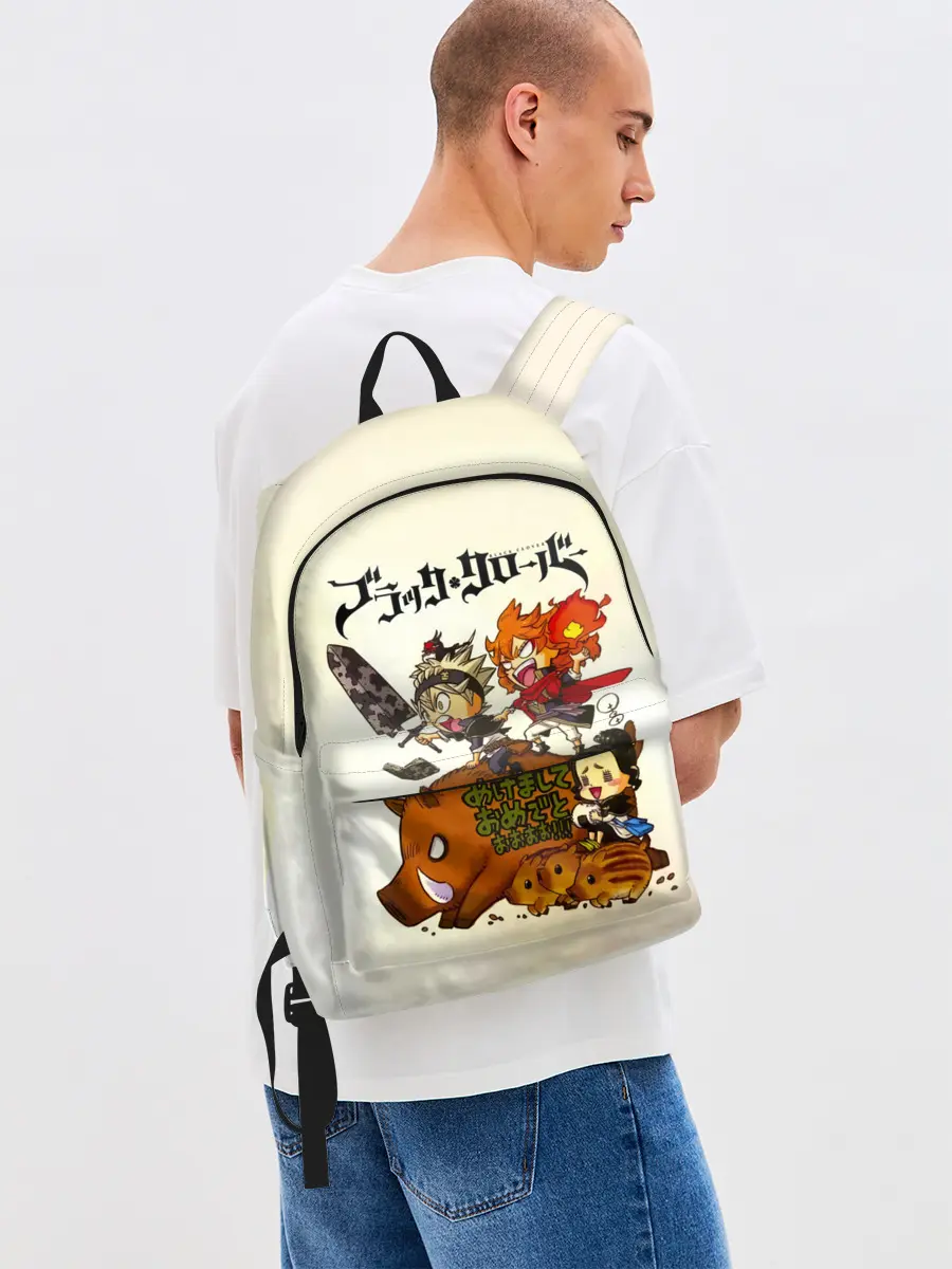 Рюкзак джинсовый / Аста на кабане Чёрный клевер