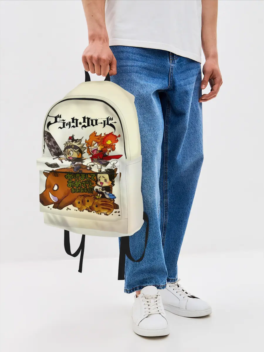 Рюкзак джинсовый / Аста на кабане Чёрный клевер