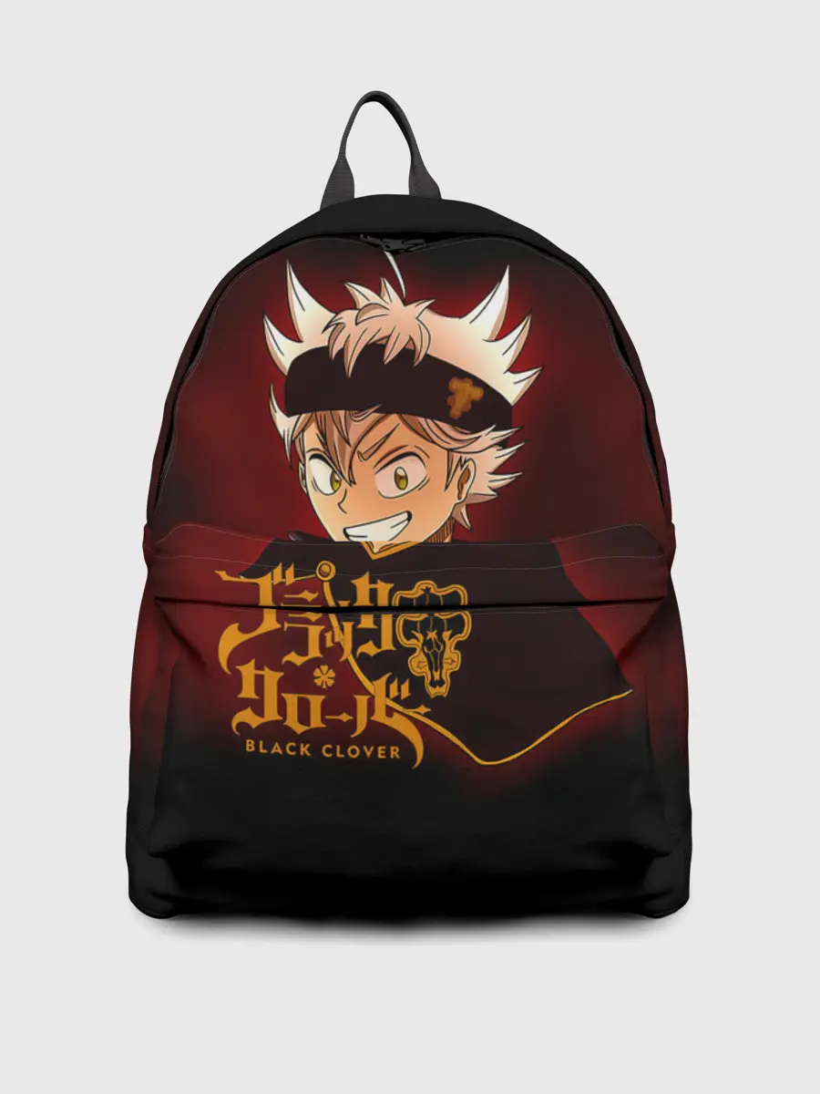 Рюкзак джинсовый / Чёрный клевер улыбка Аста