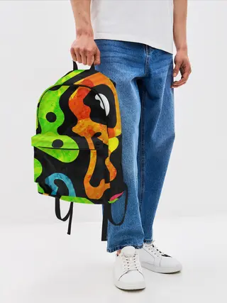 Рюкзак джинсовый / Разноцветные Кляксы Фигуры