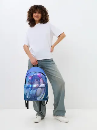 Рюкзак джинсовый / Miku на фоне космоса