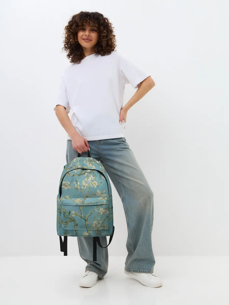 Рюкзак джинсовый / Ван Гог Цветущие ветки миндаля