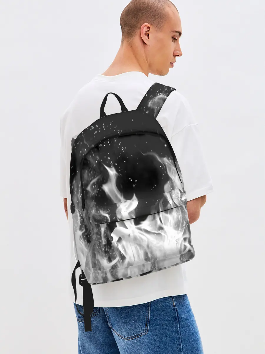 Рюкзак джинсовый / ЧЕРНО БЕЛЫЙ ОГОНЬ