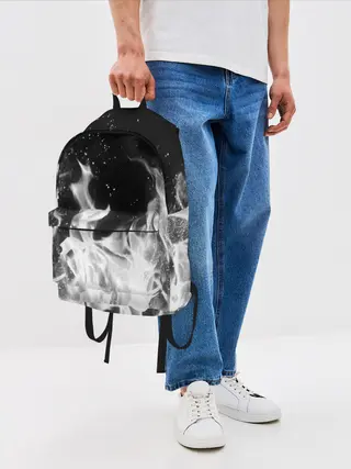 Рюкзак джинсовый / ЧЕРНО БЕЛЫЙ ОГОНЬ