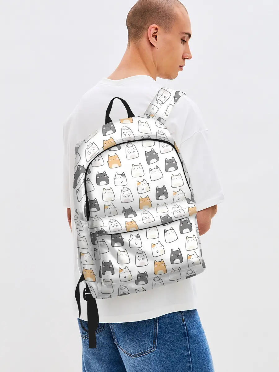 Рюкзак джинсовый / Толстые котики